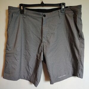 Hawke & Co. Mens Sz 38 Stretch Woven Short Honeycomb Stripe Charcoal Zip Pockets